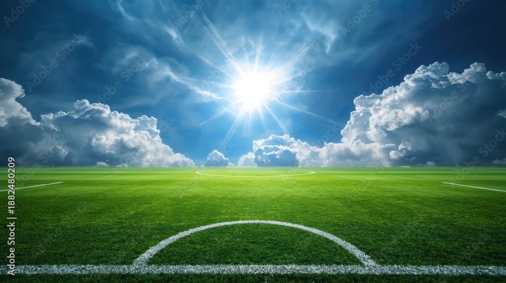Obraz premium Sunlit soccer field