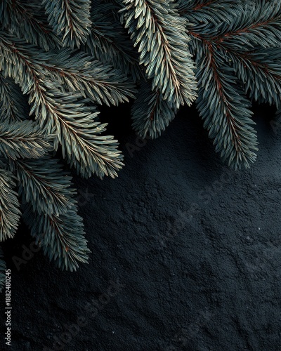 Wallpaper Mural Moody Blue Spruce Fir Branches with Dark Textured Background. Torontodigital.ca