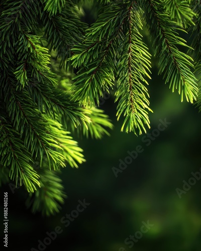 Wallpaper Mural Close-up of Fresh Vibrant Green Evergreen Pine Tree Branches with Soft Forest Background � Natural Texture and Seasonal Beauty. Torontodigital.ca