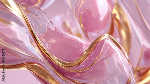 Wallpaper Mural Luxurious Flowing Pink and Gold Abstract Background with Swirling Textures. Torontodigital.ca