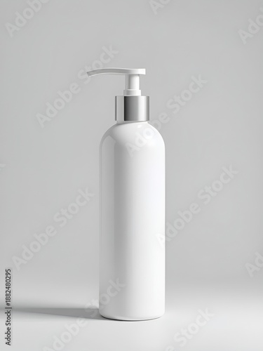 Minimalist White Cosmetic Bottle Mockup with Pump Dispenser