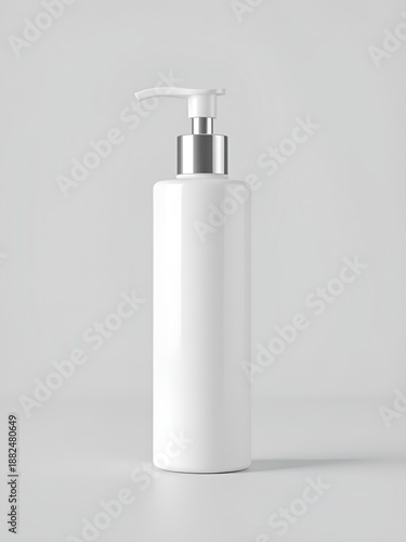 Single White Cosmetic Pump Bottle Mockup for Skin Care Branding