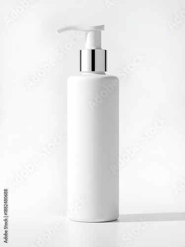 Blank White Cosmetic Pump Bottle Mockup Isolated on White