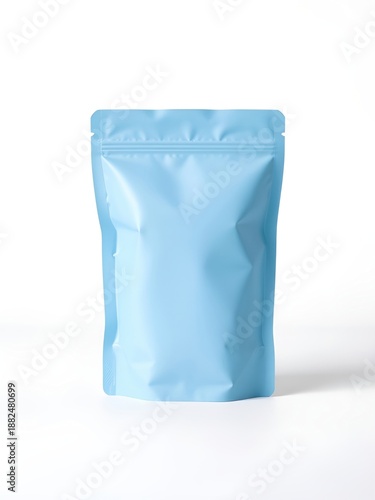 Blank Blue Stand Up Pouch Mockup Isolated on White Background