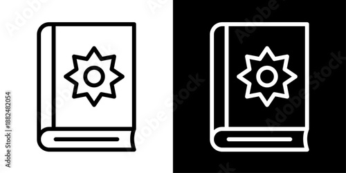Quran icon representing holy book, Islamic religion, faith symbol, spiritual reading, worship, and religious design.