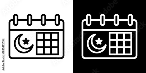 Ramadan schedule icon representing prayer times, fasting timetable, daily routine planning, Islamic calendar, and holy month organization.