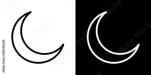 Crescent moon icon representing Islam, Ramadan, lunar calendar, spiritual faith, night worship, and Islamic cultural symbolism.