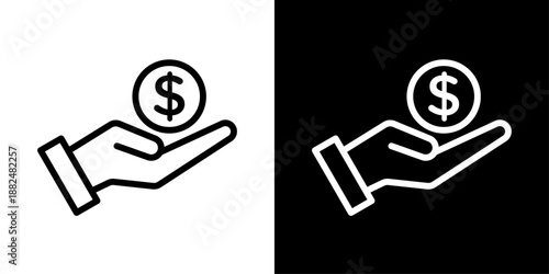 Donation hand icon representing charity, giving support, helping others, Ramadan generosity, social care, and Islamic values.