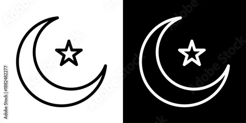 Eid moon icon representing crescent sighting, Eid announcement, Islamic tradition, spiritual joy, and religious celebration.
