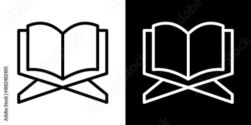 Open Quran icon representing Islamic holy book, Ramadan reading, spiritual guidance, faith, worship, and religious education.