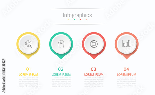 Infographic 4 options design elements for your business data. Vector Illustration.