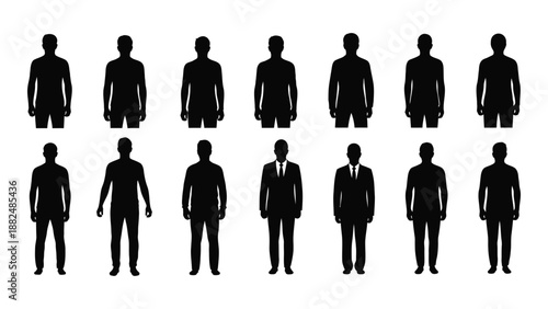 Collection of business silhouettes isolated on white background, Vector
