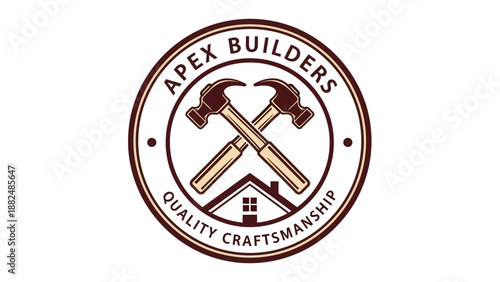 Apex Builders Quality Craftsmanship Logo with Crossed Hammers and House Icon.