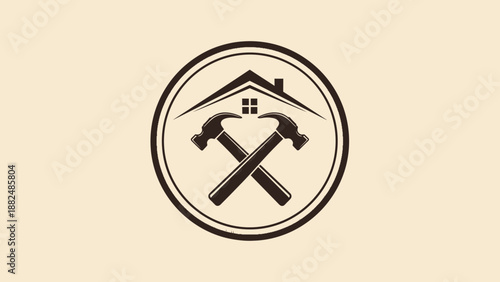 Construction Home Renovation Tools Emblem Logo.