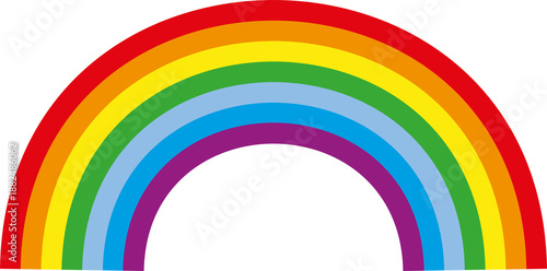 A vibrant rainbow with seven distinct colorful bands