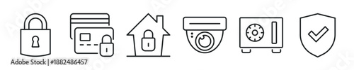 Security thin line icon set. Web minimal editable stroke icons