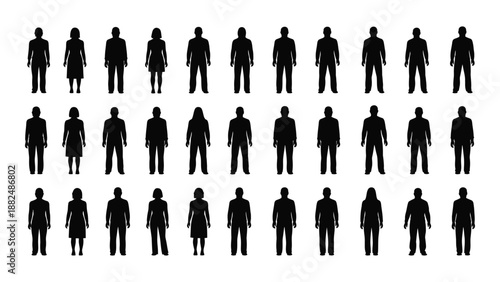 Collection of silhouette figures isolated on white background, Vector