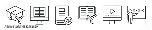 E-learning thin line icon set. Web minimal editable stroke icons