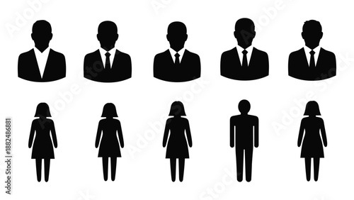 Silhouettes of business professionals isolated on white background, Vector