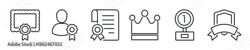 Achievement thin line icon set. Web minimal editable stroke icons