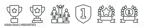Winners thin line icon set. Web minimal editable stroke icons