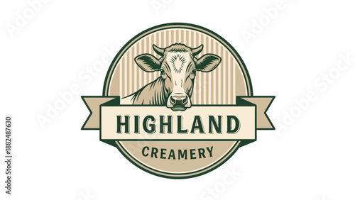 Highland Creamery Logo Featuring a Cow Head.