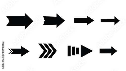 a collection of black arrow icons in various styles and directions