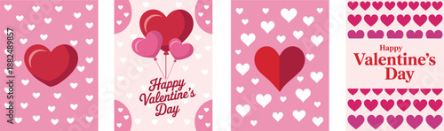 A vibrant red heart stands out against a soft pink background adorned with numerous tiny white hearts