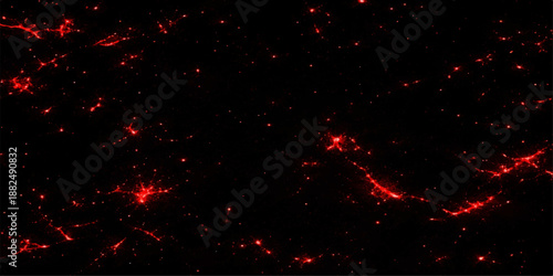 Vibrant red and black abstract background featuring a digital explosion of fire and colorful ink splashes with bright stars and magic light for a holiday celebration design