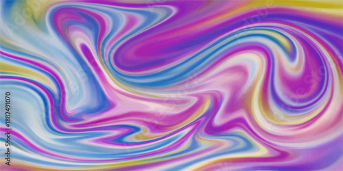 An abstract background features colorful purple waves and a soft silk texture with liquid swirls and wavy lines of light blue and pink paint in a flowing motion art design