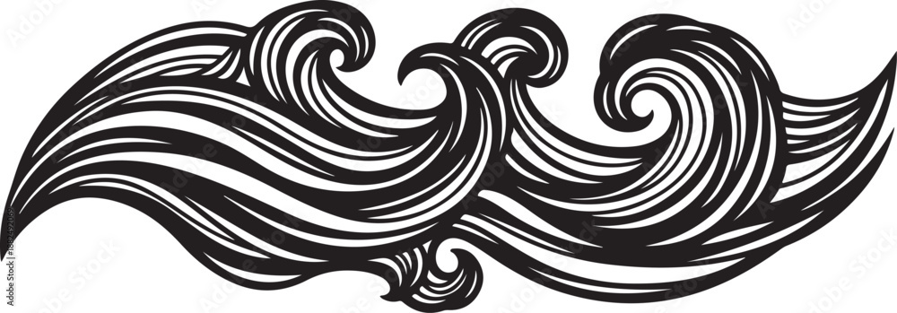 Fototapeta premium Elegant black and white swirling wave design element illustration