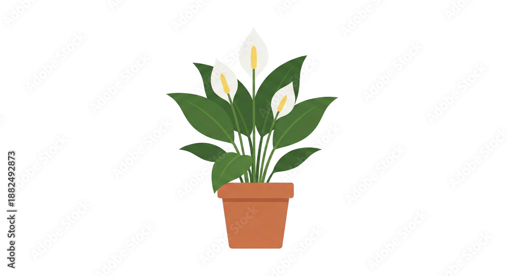 Obraz premium Flat Vector Potted Houseplant Illustration
