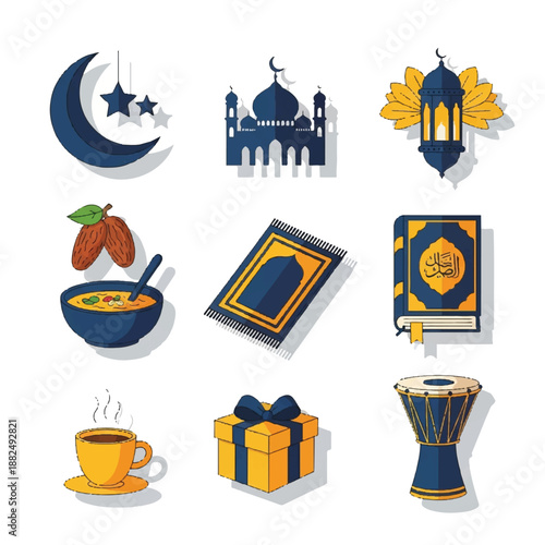 Ramadan Kareem Islamic Symbols and Icons.