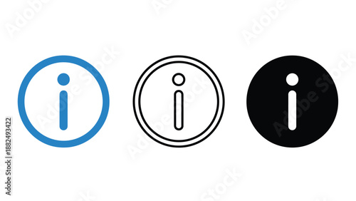 Three information icons in different colors on a white background
