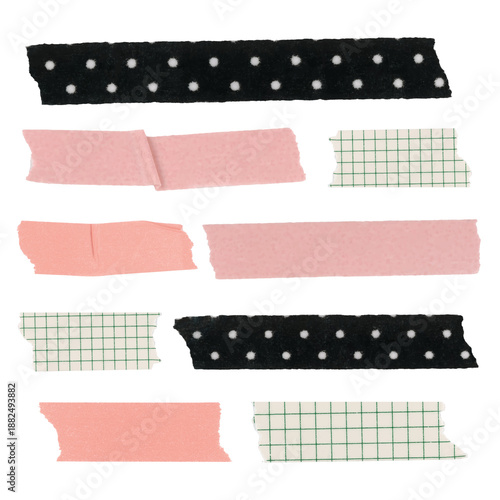 Obraz na płótnie Colorful washi tape png sticker, cute pattern collection on transparent backgrou