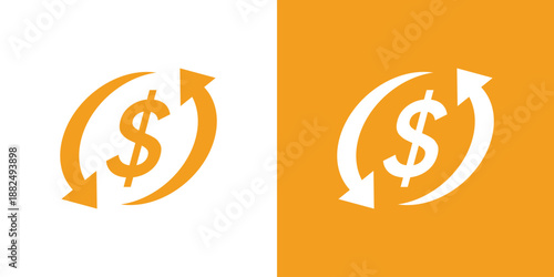 Dual meaning cashback logo combining money and an arrow, symbolizing savings, rewards, financial growth, and smart purchase incentives in a modern design.