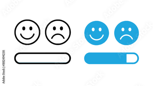 A graphic representation of emotions with a slider for feedback rating