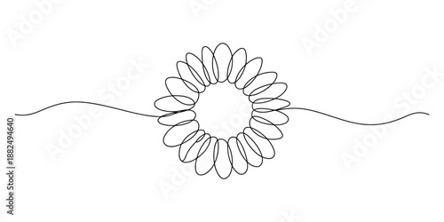 Elegant and continuous line art depiction of a sunflower or daisy flower illustration Vector, illustration