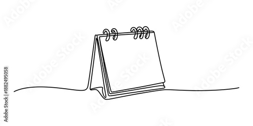 A continuous line drawing of a spiral desk calendar on a white background Vector, illustration
