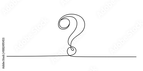 Minimalist continuous line art illustration representing a question and uncertainty Vector, illustration