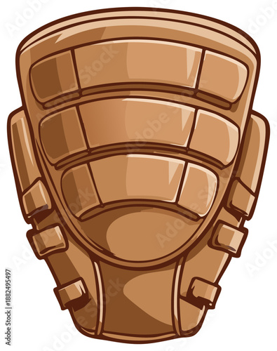 Chest Protection Gear or Body Armor Illustration with a Brown Color Palette