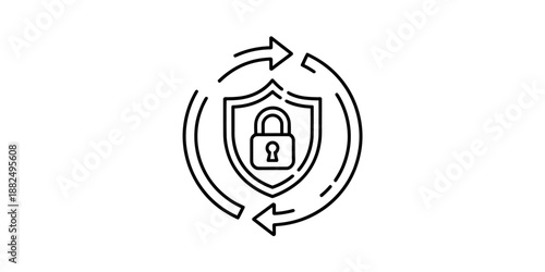 Continuous security updates and data protection cycle icon for digital platforms Vector, illustration