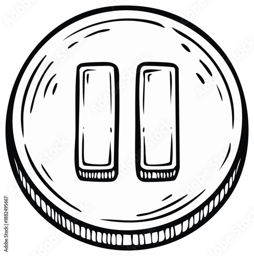 Hand drawn pause button icon in a sketchy doodle style vector illustration