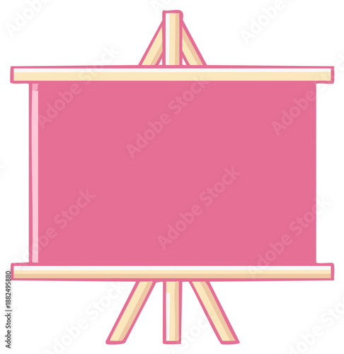 Pink Presentation Board on Wooden Easel, Blank Canvas for Text or Graphics