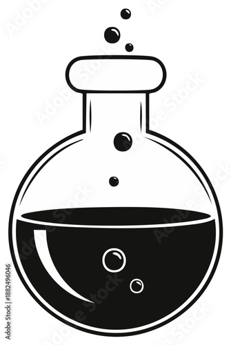 Bubbling Chemical Reaction in Round Bottom Flask Scientific Experiment