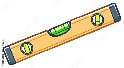 Construction Tool Illustrative Spirit Level Ensuring Horizontal Alignment for Precise Carpentry Projects and Measurement