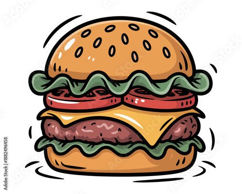 Delicious fast food burger vector
