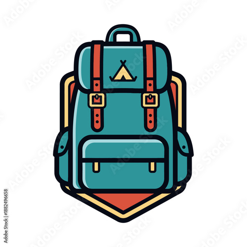 Colorful Adventure Backpack Illustration with Stylish Design and Bright Colors