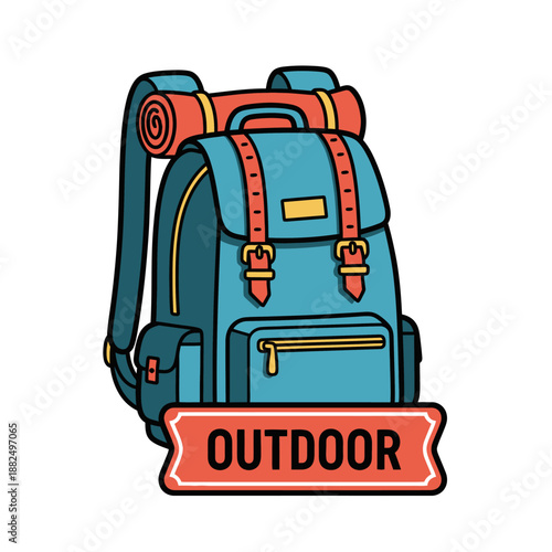 Bright blue outdoor adventure backpack with multiple compartments and durable