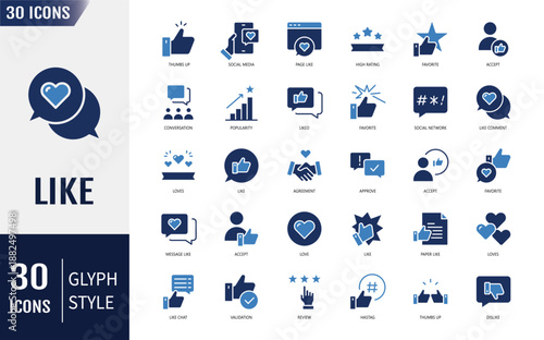 Like icon set. Thumbs up, favorite, liked, favorable, positive, appreciation, affirmative, validation and more. Vector illustration